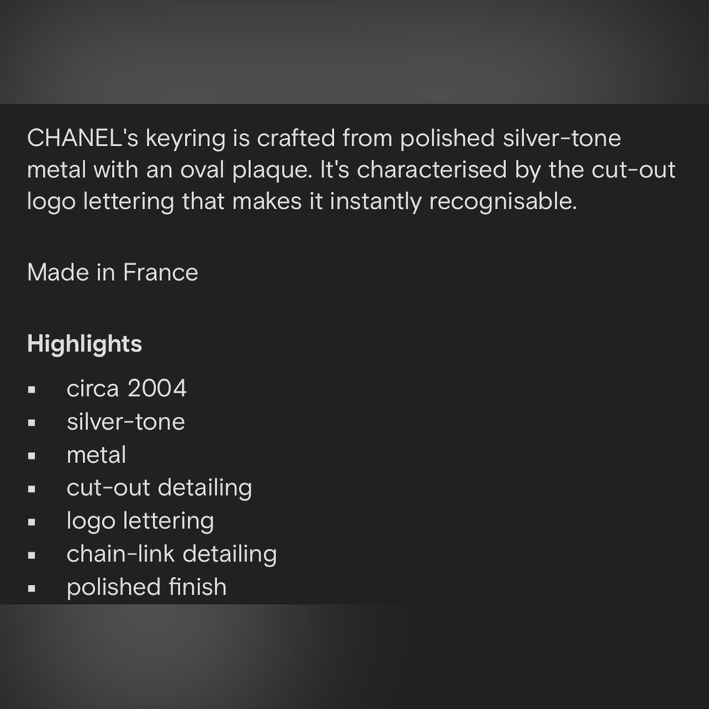 CHANEL Silver Engraved Dog Tag Bag Charm/Key Chain/Necklace - Picture 3 of 7